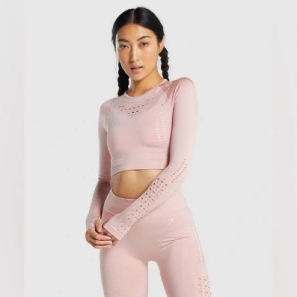 Gymshark Pants - GymShark Set of 2Flawless Energy + Seamless Light Pink Leggings & Crop Top P4971